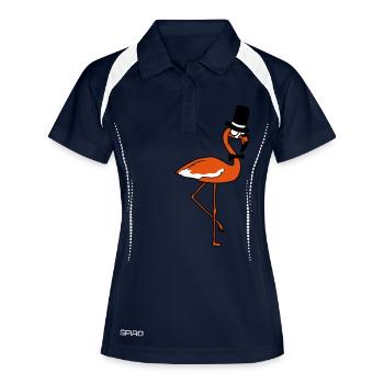 sir herr gentlemen reich zylinder hut monokel flam - Frauen Polo atmungsaktiv - Navy/Weiß - Vorne