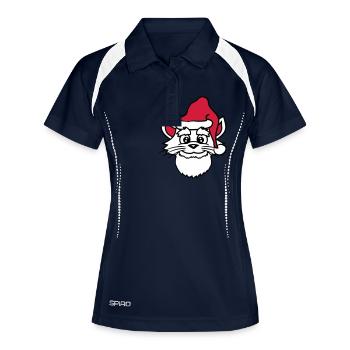 Santa Claus Cat Winter Christmas Hat Head - Women's Polo breathable - navy/white - Front