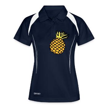 Citron, des Limone, Limette, pêche, fruit, fruits, - Polo respirant Femme - marine/blanc - Devant