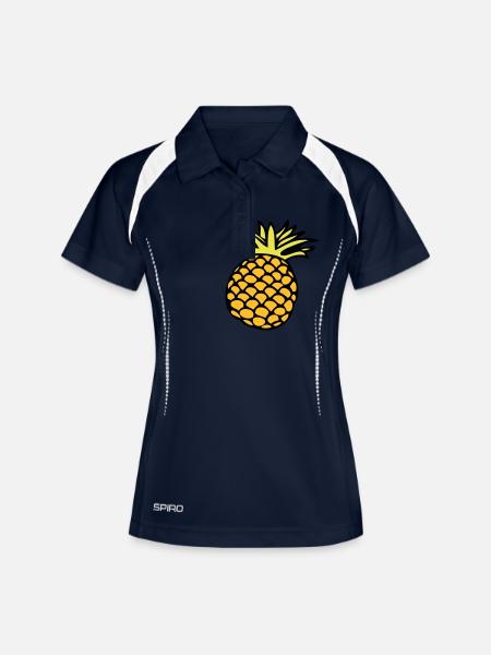 Citron, des Limone, Limette, pêche, fruit, fruits, - Polo respirant Femme - marine/blanc