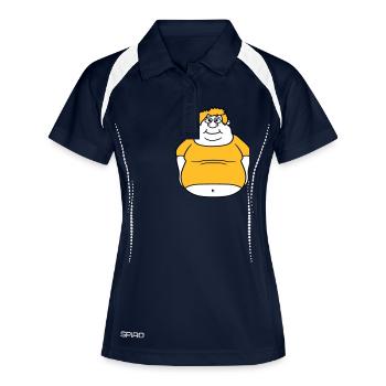 kreis ball mann fett dick clipart comic cartoon lu - Frauen Polo atmungsaktiv - Navy/Weiß - Vorne
