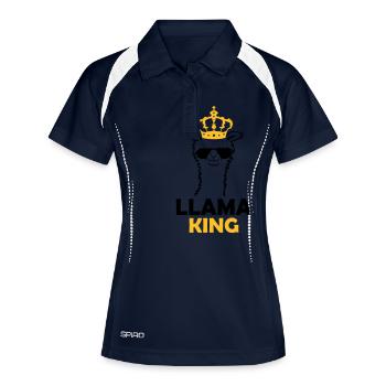 Llama King lustig Chef - Frauen Polo atmungsaktiv - Navy/Weiß - Vorne
