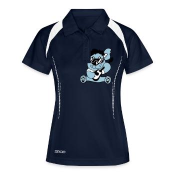Seated Teddy Bear Plays Cute Guitar Guitarist - Women's Polo breathable - navy/white - Front