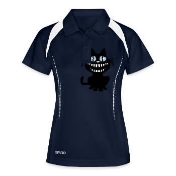 Verrückte Monster Katze Halloween Horror Zähne Fun - Frauen Polo atmungsaktiv - Navy/Weiß - Vorne