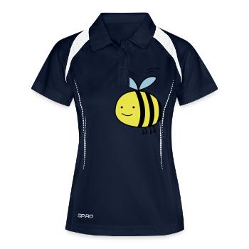 comic_biene_002 - Frauen Polo atmungsaktiv - Navy/Weiß - Vorne