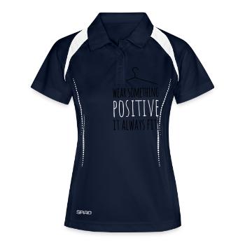 wear something positive be happy smile love life - Polo respirant Femme - marine/blanc - Devant