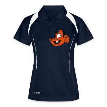 Affe Gesicht Süßer Niedlicher Kopf Lacht Glücklich - Frauen Polo atmungsaktiv - Navy/Weiß - Vorne