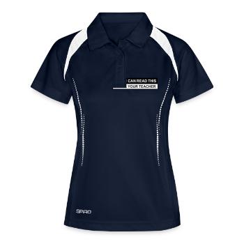 teacher - Frauen Polo atmungsaktiv - Navy/Weiß - Vorne