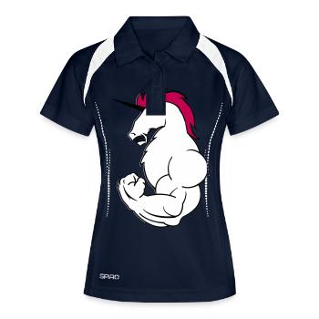 bodybuilding_einhorn_02 - Polo respirant Femme - marine/blanc - Devant