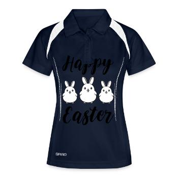 Joyeux lapins de Pâques - Polo respirant Femme - marine/blanc - Devant
