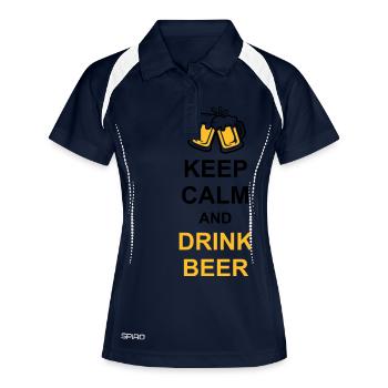 Drink Beer Keep Calm - Frauen Polo atmungsaktiv - Navy/Weiß - Vorne