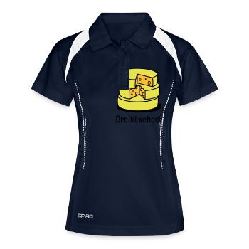 Dreikäsehoch – Die Wortspiel-Geschenkidee! - Frauen Polo atmungsaktiv - Navy/Weiß - Vorne