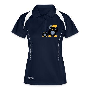 2 coole Pinguine Familie - Frauen Polo atmungsaktiv - Navy/Weiß - Vorne