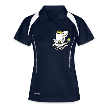 Bébé chat mignon sucette chaton hochet enfant - Polo respirant Femme - marine/blanc - Devant