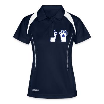 Haarige Katzen Hunde Pfoten Tatzen Wild Tier Hände - Frauen Polo atmungsaktiv - Navy/Weiß - Vorne