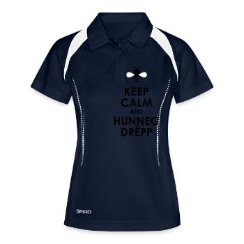 Keep calm and Hunnegdrëpp - Frauen Polo atmungsaktiv - Navy/Weiß - Vorne