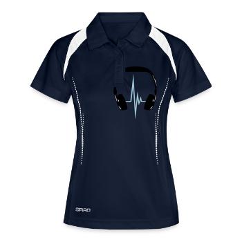 headphone_pulse - Frauen Polo atmungsaktiv - Navy/Weiß - Vorne