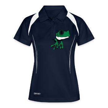 Frosch Loch witzig - Frauen Polo atmungsaktiv - Navy/Weiß - Vorne