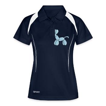 ballon_hund - Frauen Polo atmungsaktiv - Navy/Weiß - Vorne
