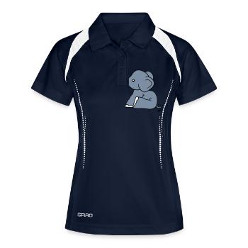 éléphant assis veau doux petit enfant bébé clipart - Polo respirant Femme - marine/blanc - Devant
