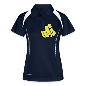 hand_you_2 - Frauen Polo atmungsaktiv - Navy/Weiß - Vorne