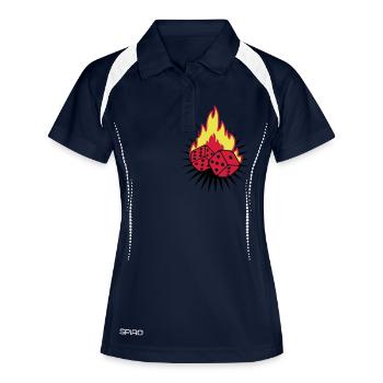 cubes_fire_f3 - Frauen Polo atmungsaktiv - Navy/Weiß - Vorne