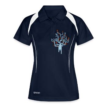 baum2_3f - Frauen Polo atmungsaktiv - Navy/Weiß - Vorne