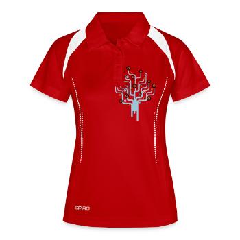 baum2_3f - Polo respirant Femme - rouge/blanc - Devant