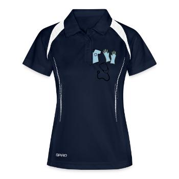 Krankenschwester - Frauen Polo atmungsaktiv - Navy/Weiß - Vorne