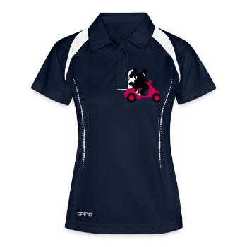 Hochzeit Motorroller Flitterwochen 09_2016 - Frauen Polo atmungsaktiv - Navy/Weiß - Vorne