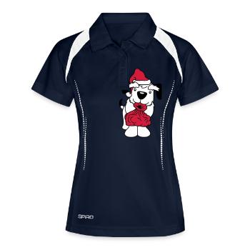 Chien Père Noël Noël Cadeaux Sac Chapeau - Polo respirant Femme - marine/blanc - Devant