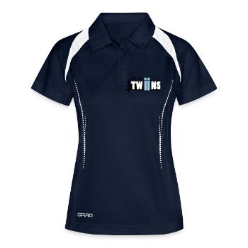 twin zwilling rechts - Frauen Polo atmungsaktiv - Navy/Weiß - Vorne