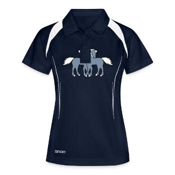 2 horses couple couple love love mare stallion cud - Women's Polo breathable - navy/white - Front