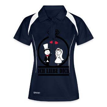 ich liebe dich 001 2 - Frauen Polo atmungsaktiv - Navy/Weiß - Vorne
