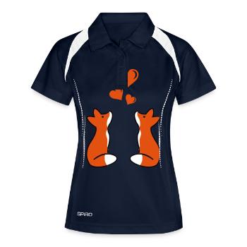 Renards amoureux 02 - Polo respirant Femme - marine/blanc - Devant