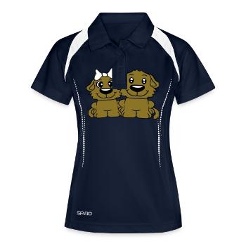 2 Hunde Team Zwei Freunde Liebe Pärchen Verliebt - Frauen Polo atmungsaktiv - Navy/Weiß - Vorne
