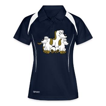 Drei Hunde Familie Kind Mutter Vater Papa Mama Süß - Frauen Polo atmungsaktiv - Navy/Weiß - Vorne