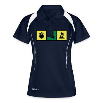 martinique / 972 / Frankreich / Karibik - Frauen Polo atmungsaktiv - Navy/Weiß - Vorne