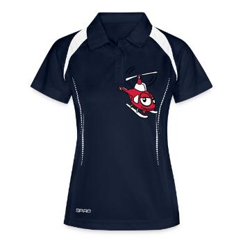 Kleiner süßer Comic Cartoon Heli - Frauen Polo atmungsaktiv - Navy/Weiß - Vorne