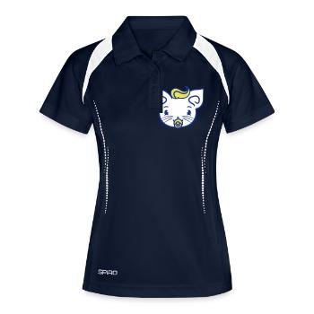 Bébé chat mignon tétine chaton enfant visage - Polo respirant Femme - marine/blanc - Devant