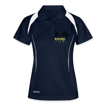 racing flag team - Frauen Polo atmungsaktiv - Navy/Weiß - Vorne