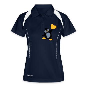 Friendly penguin shows heart - Women's Polo breathable - navy/white - Front