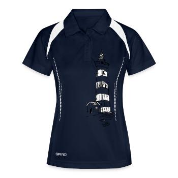 Phare sur la colline - Polo respirant Femme - marine/blanc - Devant