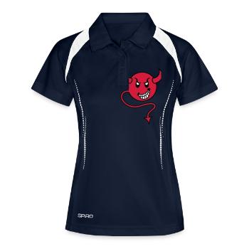 smilie devil red - Frauen Polo atmungsaktiv - Navy/Weiß - Vorne