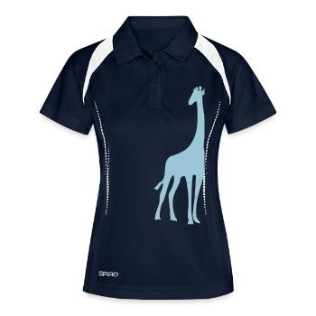 giraffe musterung - Frauen Polo atmungsaktiv - Navy/Weiß - Vorne
