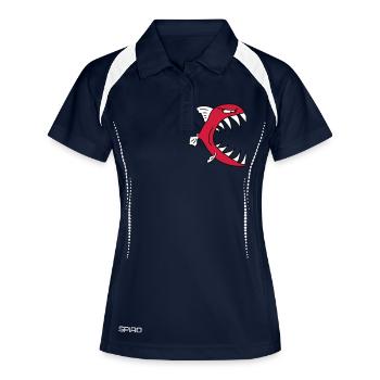 Monster Fish - Frauen Polo atmungsaktiv - Navy/Weiß - Vorne