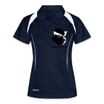 corsica Korsika - Frauen Polo atmungsaktiv - Navy/Weiß - Vorne