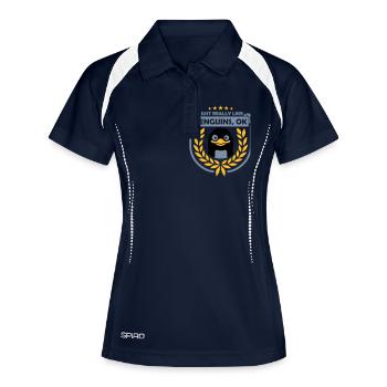I just like penguins - Frauen Polo atmungsaktiv - Navy/Weiß - Vorne