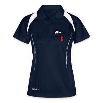 Drôle de bande dessinée Visage Langue Sortir - Polo respirant Femme - marine/blanc - Devant