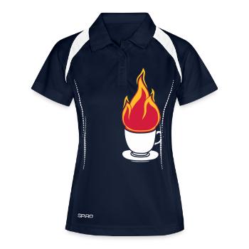 cup of tea coffee cake drink thirst cafe delicious - Women's Polo breathable - navy/white - Front